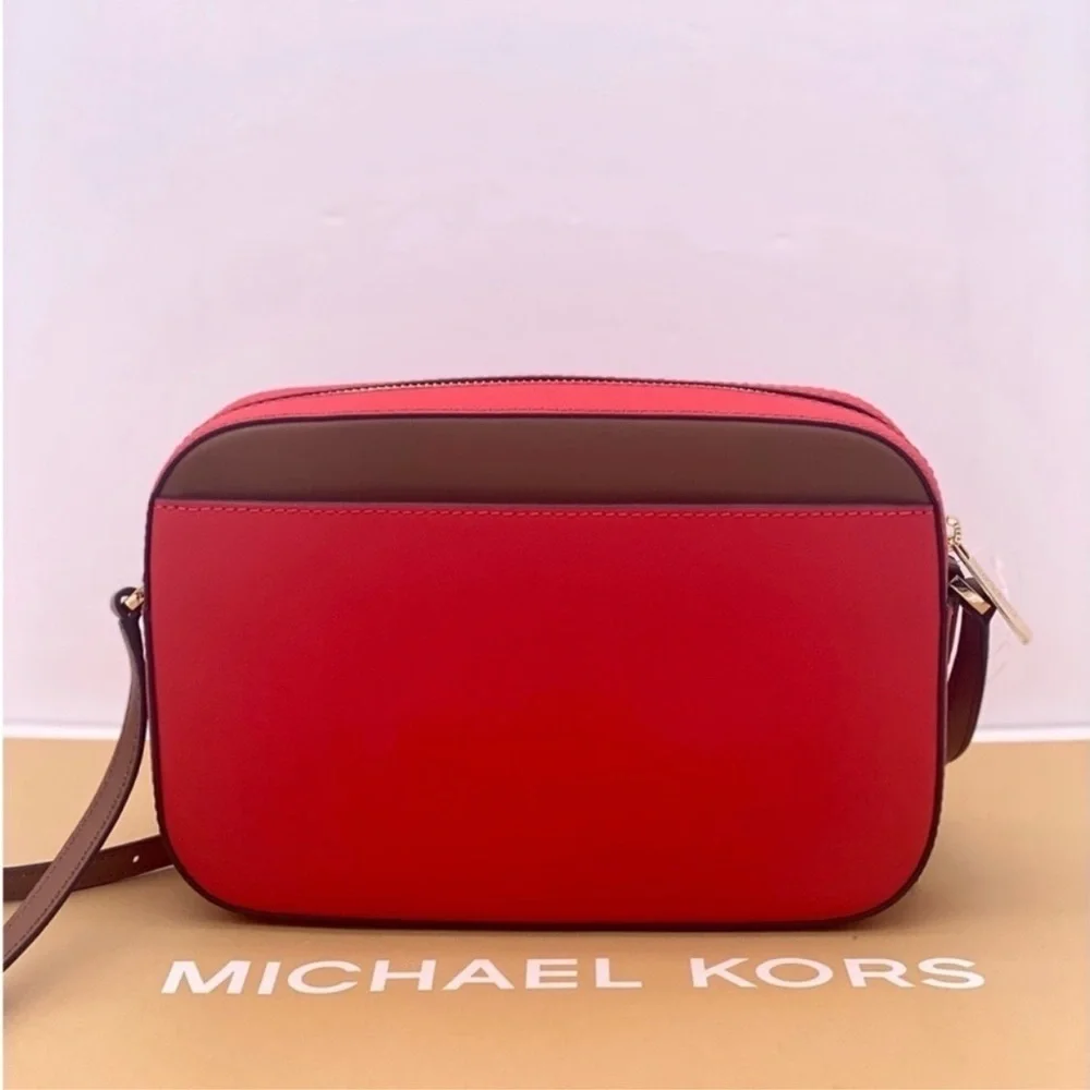 Michael Kors Red and Brown Crossbody Bag